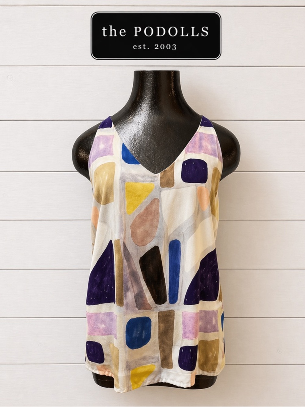 THE PODOLLS – 100% Silk Printed Halter Top (M)